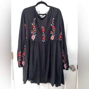 Billowy ASOS Design long sleeve embroidered smock long sleeve mini dress